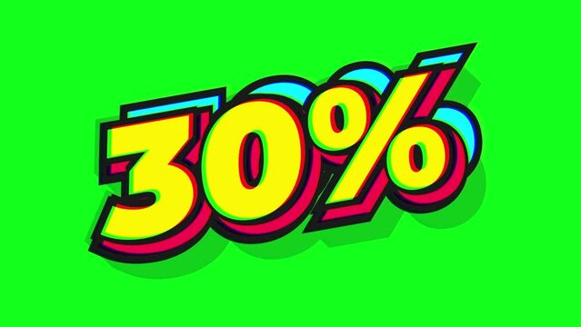 Discount sign animation on green screen background