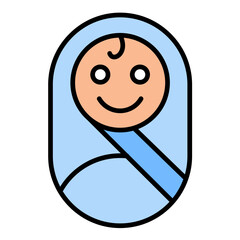 Newborn Baby Line Color Icon
