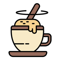 Coffee Mixing Line Color Icon
