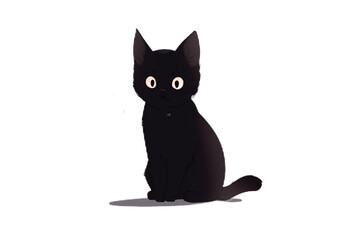 Isolated Black Cat on Transparent Background. Generative AI