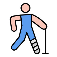 Broken Leg Line Color Icon