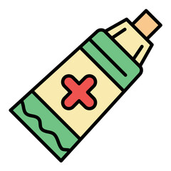 Ointment Bottle Line Color Icon