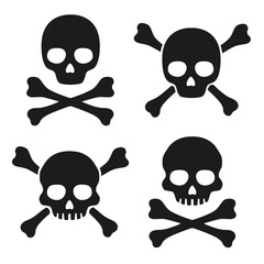 Set of skulls and crossbones. Vector illustration