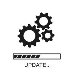Update icon with gears. Loading or updating files, installing or updating new software etc. Modern flat design. Vector illustration. Isolated on white background
