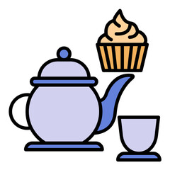 Afternoon Tea Line Color Icon