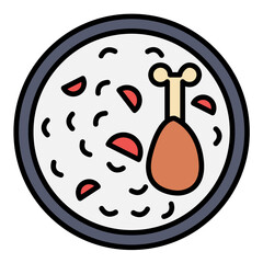 Chicken Rice Line Color Icon