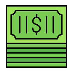 Cash Bundle Line Color Icon