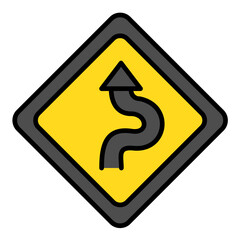 Windy Road Line Color Icon