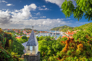 Gustavia, Saint Barthelemy Carribean view from behind the Anglican Church - obrazy, fototapety, plakaty