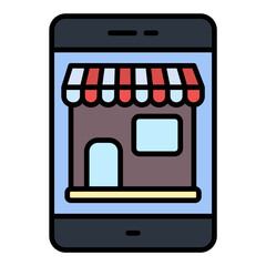 Obraz premium Electronics Shop Line Color Icon