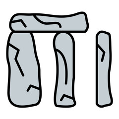 Stonehenge Line Color Icon