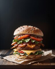 Incredibly appetizing burger, snack, blt sandwich, Generative AI