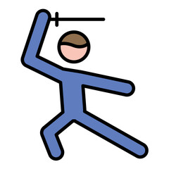 Sword Fighting Line Color Icon