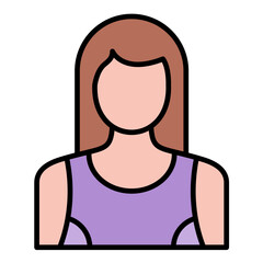Woman Fitness Line Color Icon