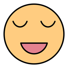 Smiling Face with Smiling Eyes Line Color Icon