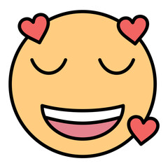 Smiling Face with Heart Eyes Line Color Icon
