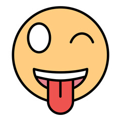 Face with Tongue Line Color Icon