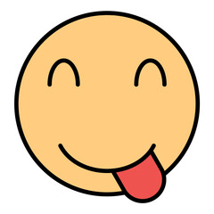 Face Savoring Food Line Color Icon