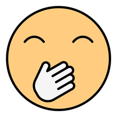 Face with Hand Over Mouth Line Color Icon