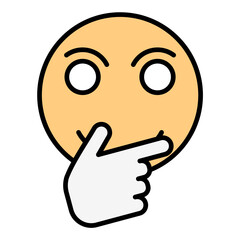 Thinking Face Line Color Icon