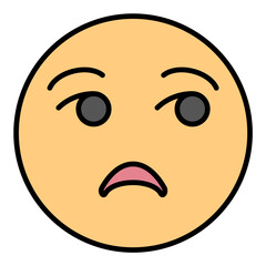 Unamused Face Line Color Icon
