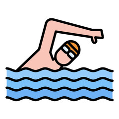 Swimming Line Color Icon