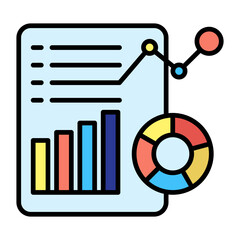 Marketing Report Line Color Icon