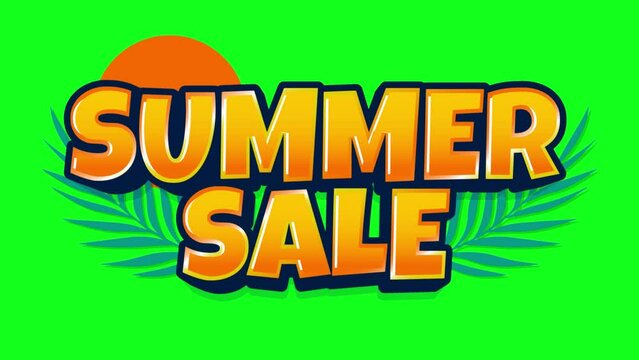 Summer sale sign animation on green screen background