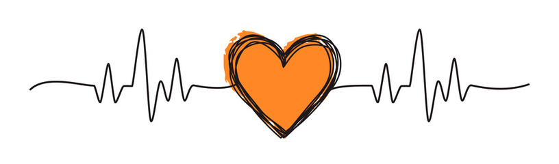 Tangled grungy heart scribble hand drawn with thin line, divider shape. Png clipart isolated on transparent background