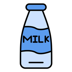 Milk Bottle Line Color Icon