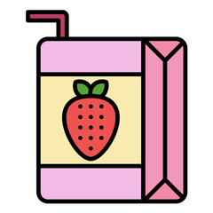 Juice Box Line Color Icon