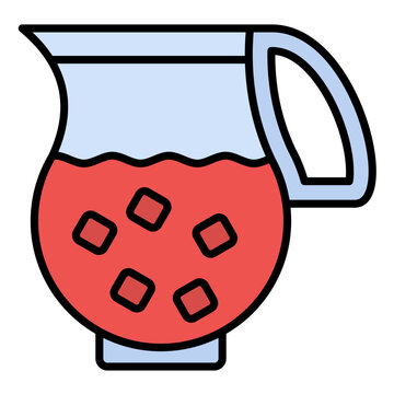 red juice pitcher with ice cubes clip art preview