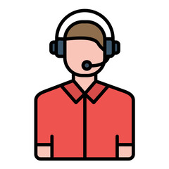 Customer Service Line Color Icon