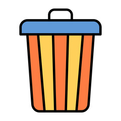 Dustbin Line Color Icon