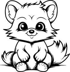 Cute little animal black & white vector illustration for coloring book isolated on white background