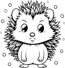 Cute little animal black & white vector illustration for coloring book isolated on white background