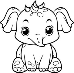 Cute little animal black & white vector illustration for coloring book isolated on white background