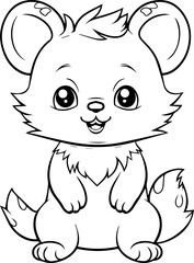 Naklejka premium Cute little animal black & white vector illustration for coloring book isolated on white background