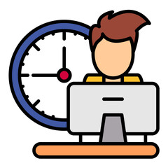 Work Time Line Color Icon