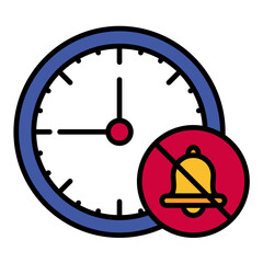 Mute Alarm Clock Line Color Icon