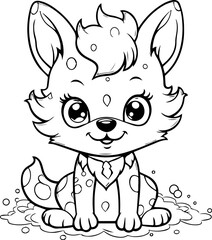 Cute little animal black & white vector illustration for coloring book isolated on white background