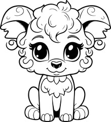 Cute little animal black & white vector illustration for coloring book isolated on white background