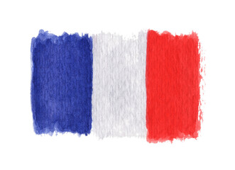 Watercolor flag of the France.