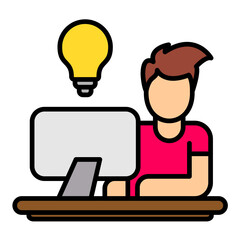 Work Ideas Line Color Icon