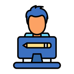 Graphic Designer Line Color Icon