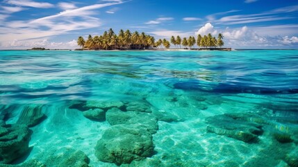 Fototapeta na wymiar Wonderful lagoon around a maldivian island Generative AI