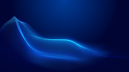 Abstract dot blue wave gradient texture technology background.