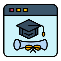 Online Degree Line Color Icon
