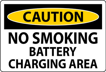 Caution Sign Battery Storage Area No Smoking