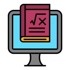 Online Maths Line Color Icon
